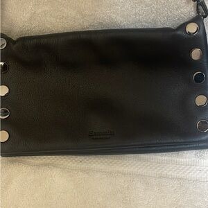 Hammitt Black Leather Logo Clutch